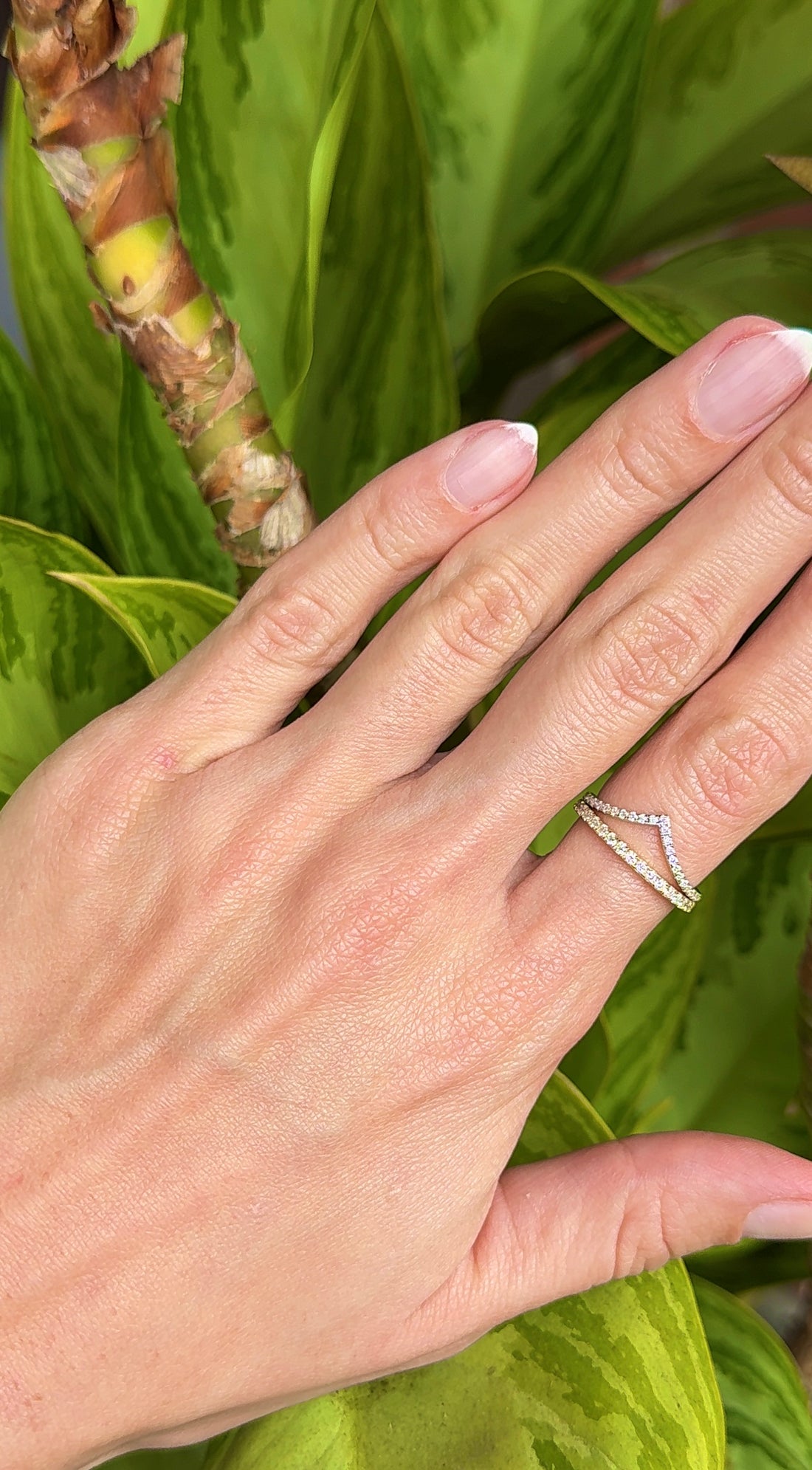 Anillo cintillo con moissanitas.