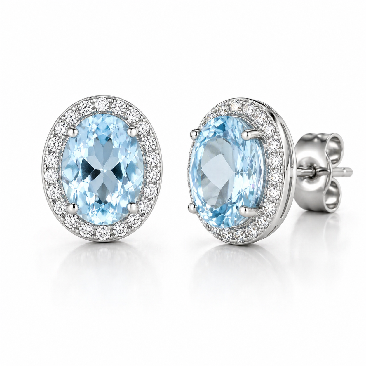 Pendientes halo topacio natural.