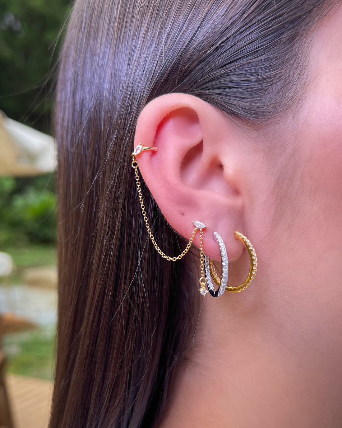 Pendiente ilusión cadena y earcuff.