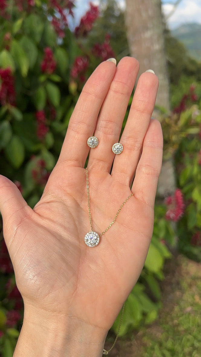 Set halo moissanita.