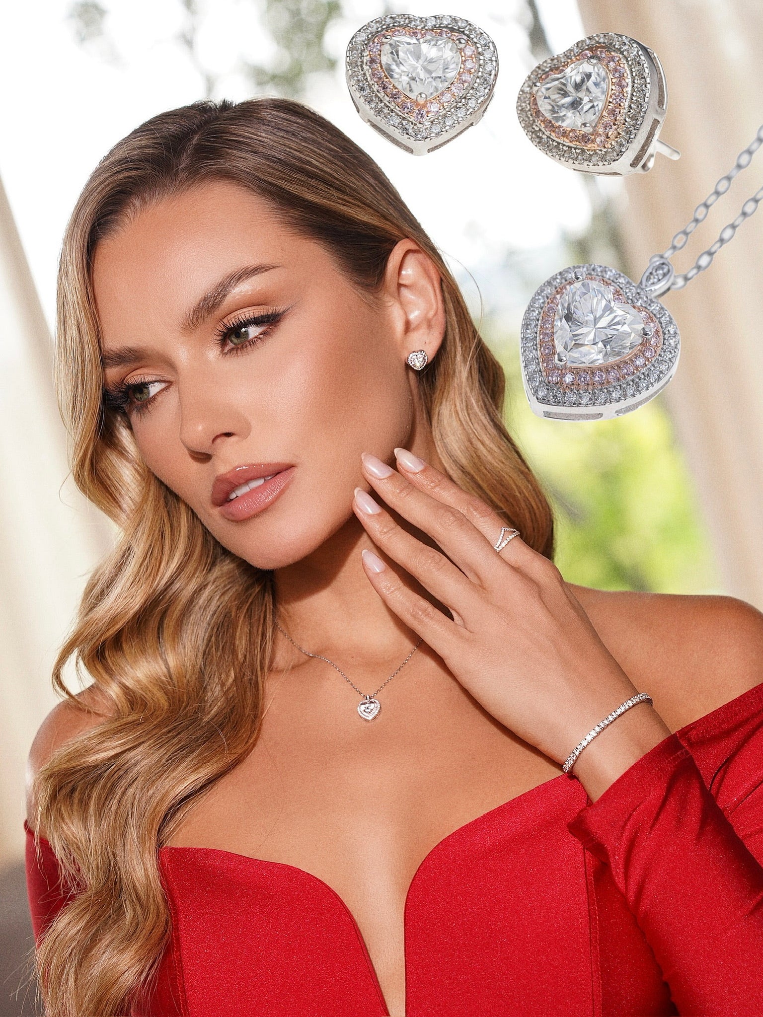 Set halo corazón moissanita.