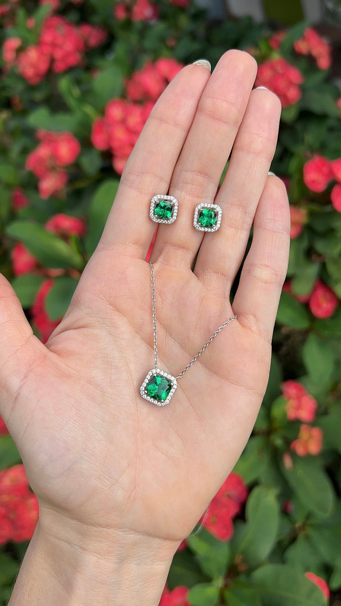 Set halo esmeralda cuadrada.