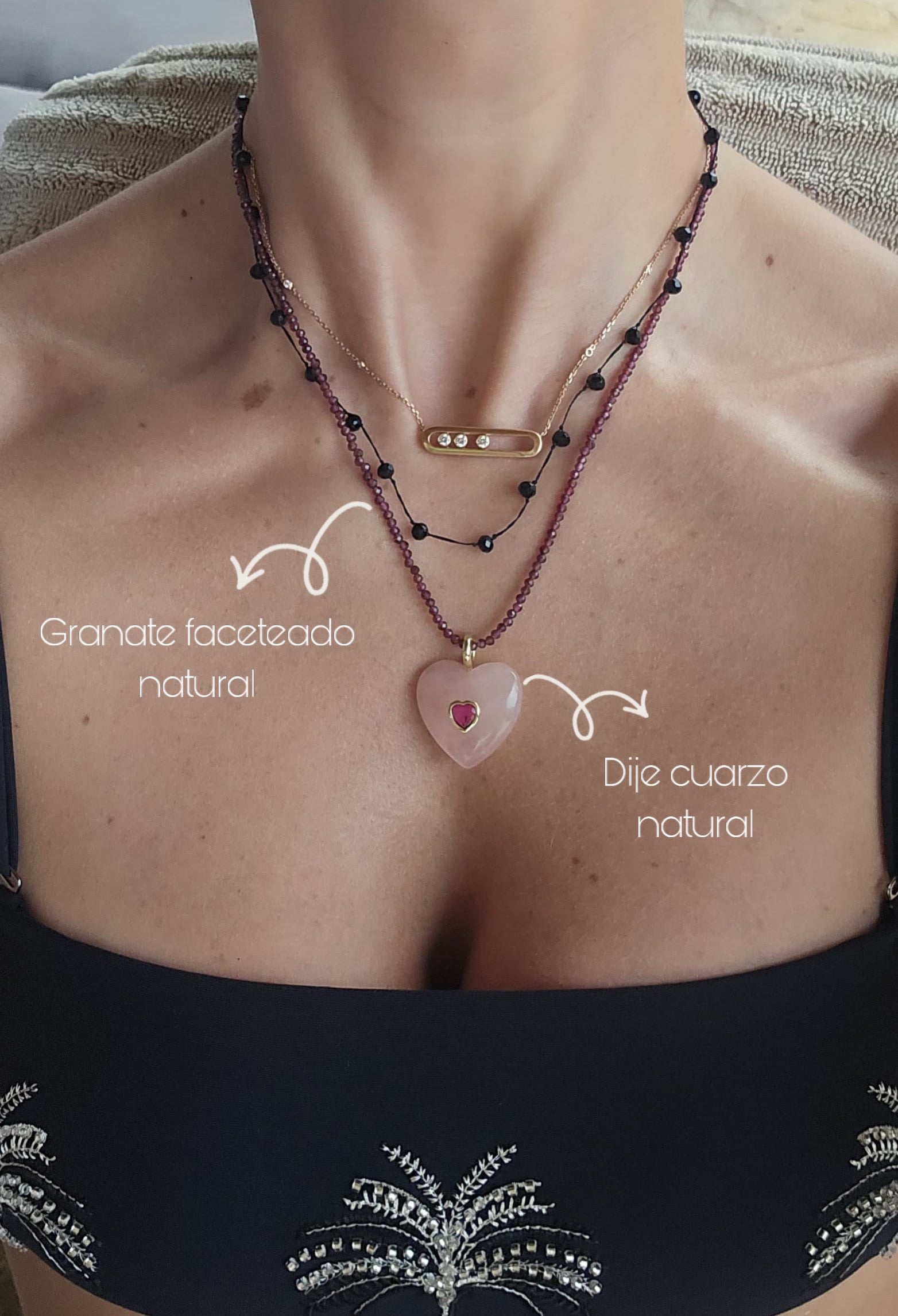 Collar piedras naturales 3mm faceteadas.