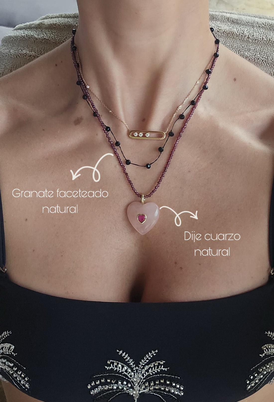 Collar piedras naturales 3mm faceteadas.