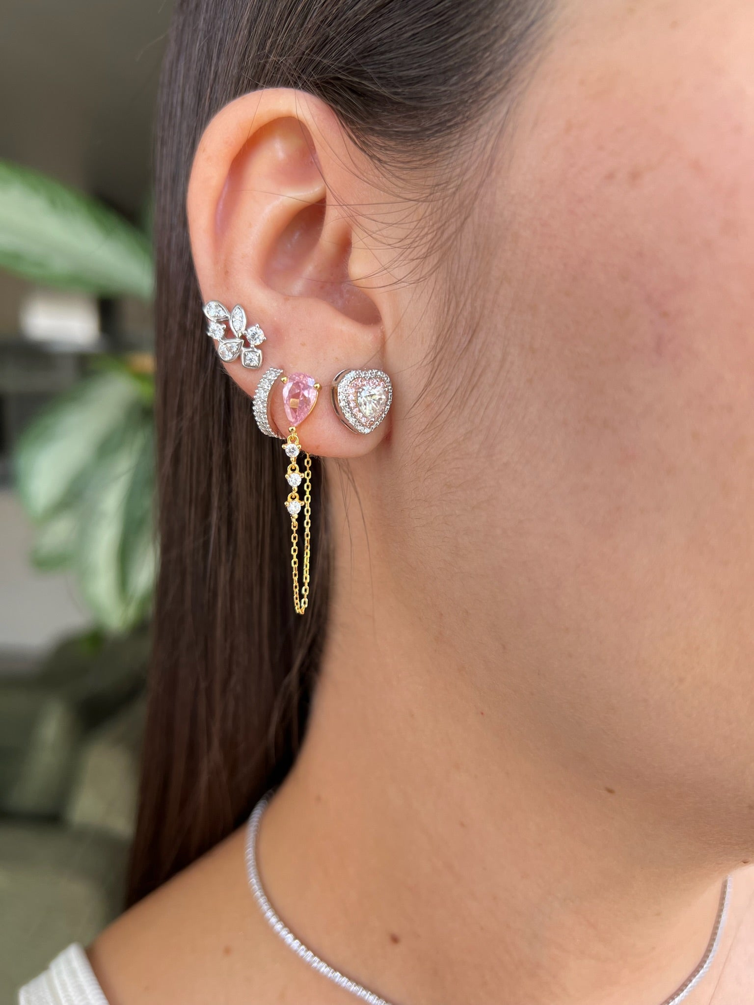 Pendientes corazón moissanitas.