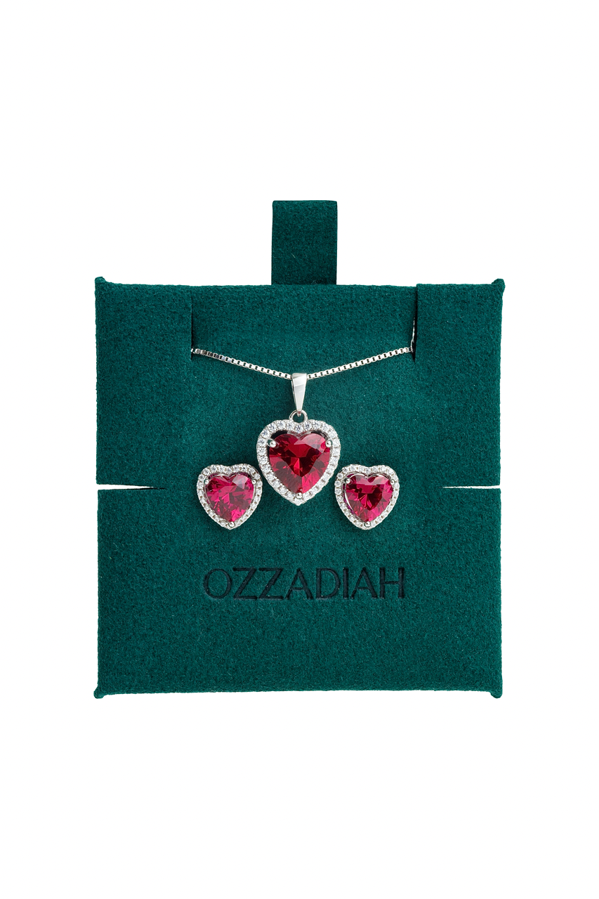 Set halo corazón rubí.