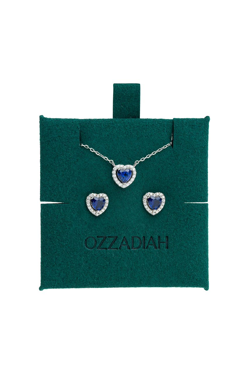 Set halo corazón zafiro.