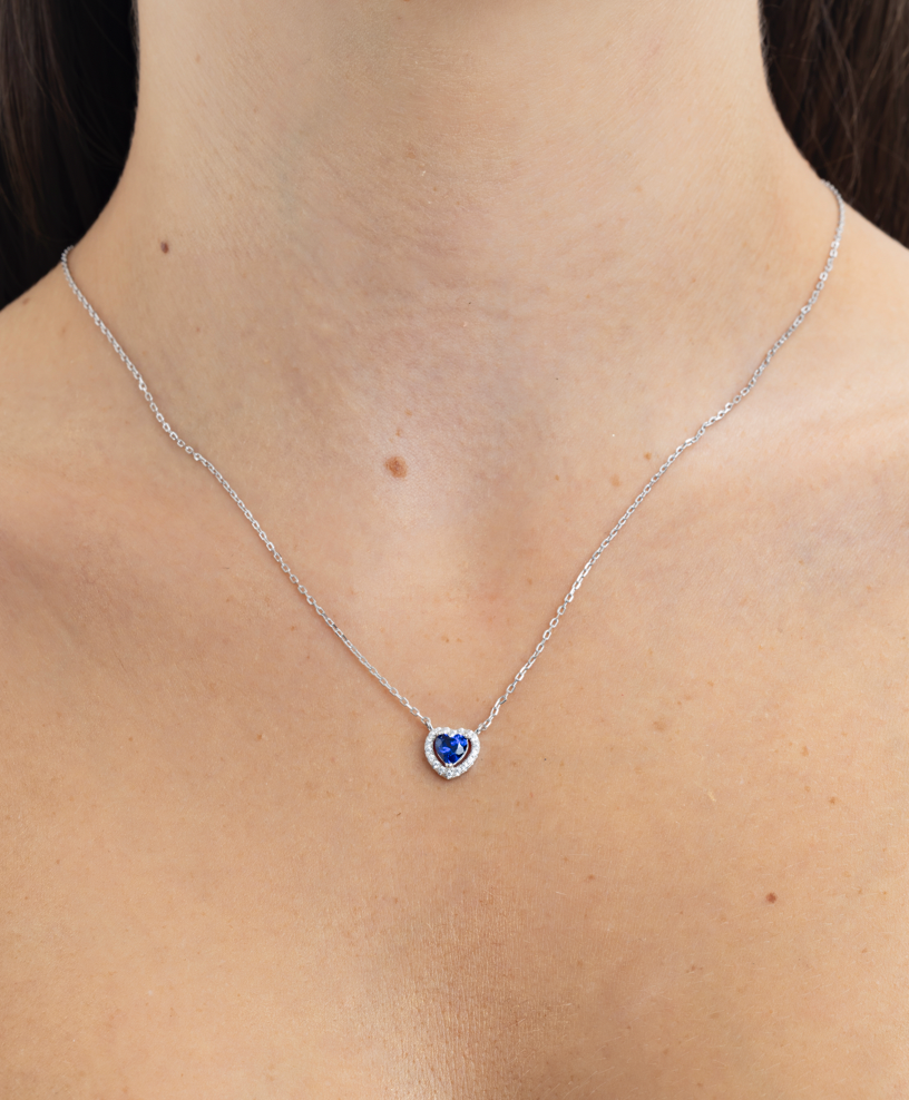 Set halo corazón zafiro.