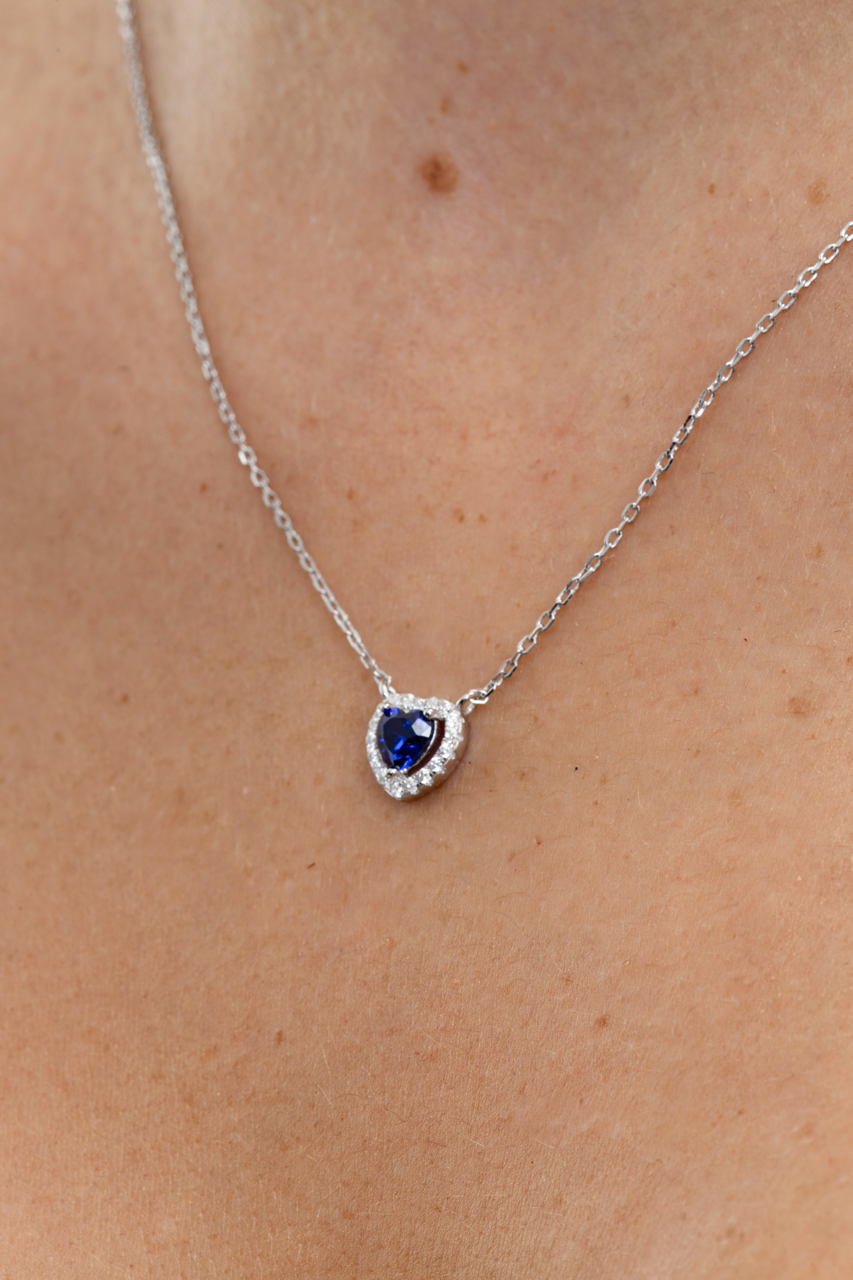 Set halo corazón zafiro.