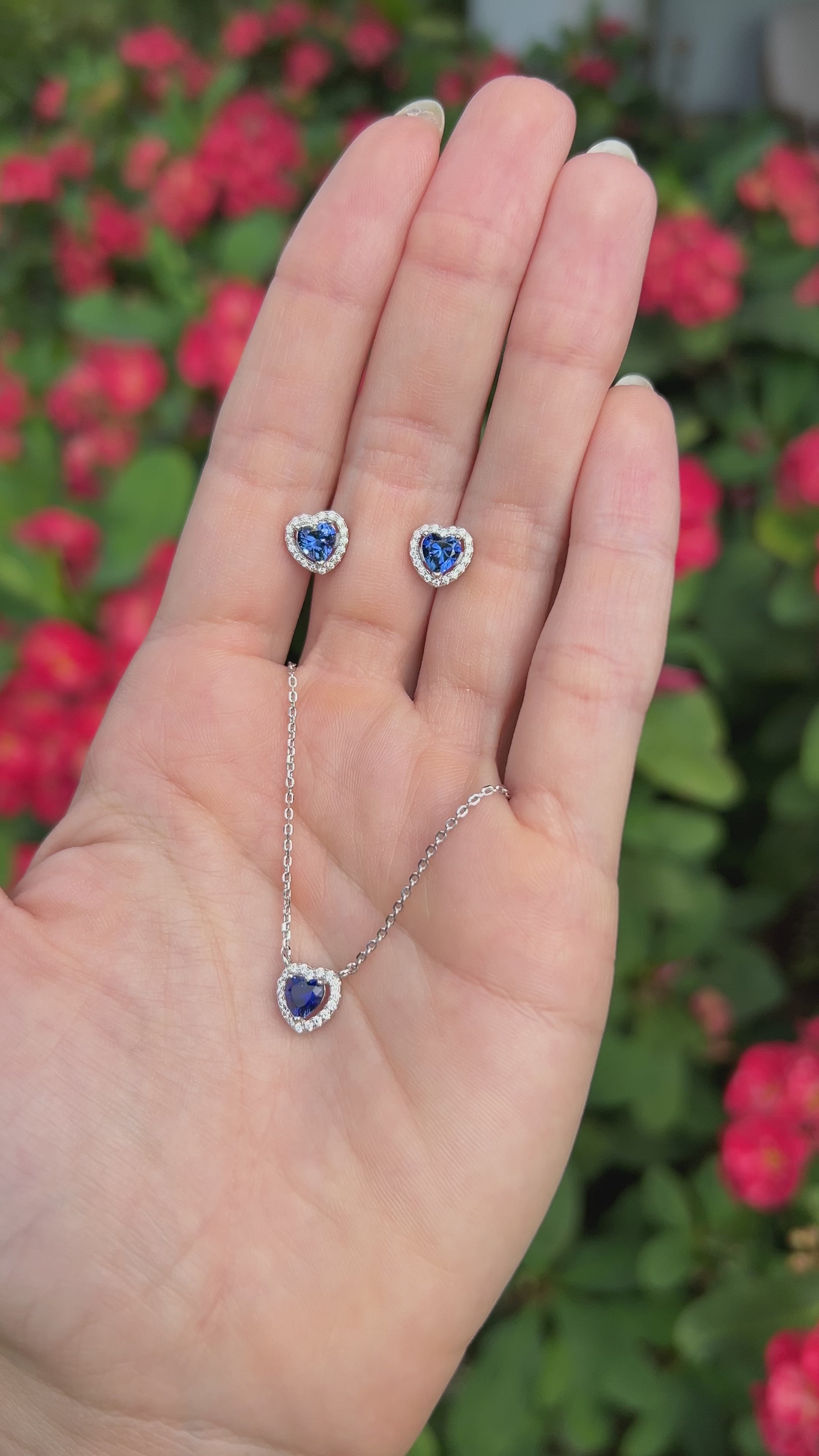 Set halo corazón zafiro.