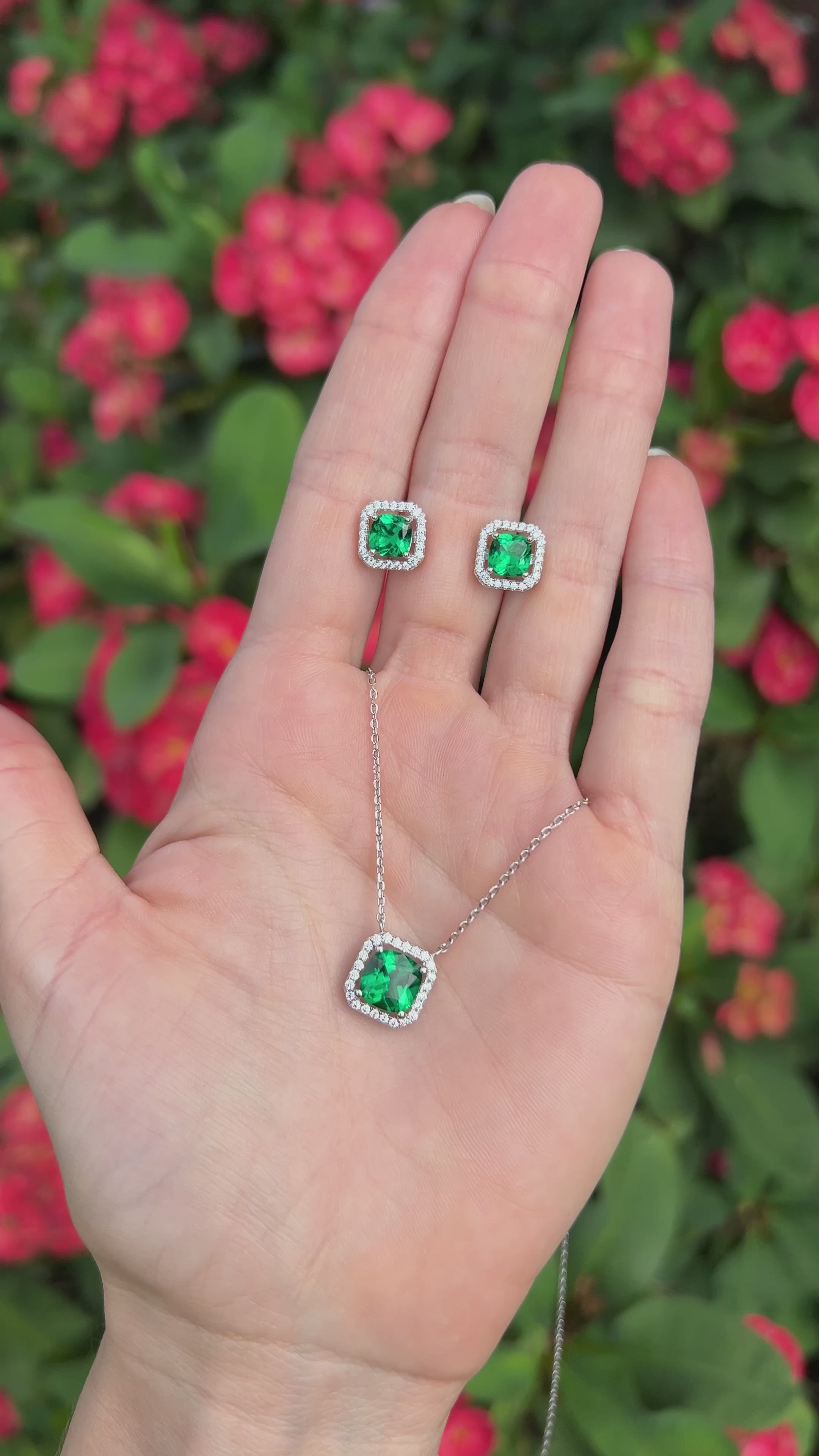 Set halo esmeralda cuadrada.